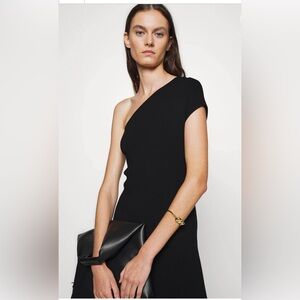 Filippa K one shoulder knit black midi dress. XL